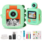 Kids Camera Instant Print, ZUEOKAI 2.4" Instant Camera for Kids with 180°Flip Lens & 3 Print Paper, 32GB Card Toddle Camera With Silicone Case, Christmas Birthday Gifts for Kids Age 3 4 5 6 7 8 9 10