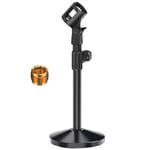 Mic Stand, Ohuhu Microphone Stand, Adjustable Mic Stand Desk with 180° Adjustable Clip, Metal 5/8" Male to 3/8" Female Adapter Compatible with Blue Yeti Snowball & Other Microphones