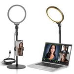 NEEWER Basic 7" Desktop Phone Selfie Light Kit for Video Conference Lighting, 10W Dimmable Full Screen Ring Light with Stand&Phone Holder for Phone Computer Laptop Vlog Live Streaming Recording, R06