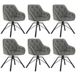 WOLTU Lot de 6 Chaises de Salle à Manger Pivotantes, Chaises de Cuisine, Chaises en Velours, Chaises à Haut Dossier avec Pieds en Métal, Chaises Scandinaves pour Salon, Gris Foncé, EZS60dgr-6