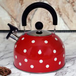 Whistling Kettle Stovetop Stainless Steel Red White Gas Electric Induction Hobs