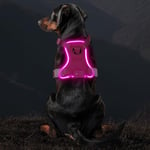 Light Up Dog Harness, Rechargeable LED Dog Harness for Puppy Small Medium Large Dog, 3 Lighting Modes Glowing in the Dark Dog Harness Adjustable Waterproof for Night Walking(Pink S)