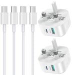 Samsung Charger Cable Fast Charge and Plug,2 Pack USB Type C Phone Charger with Plug 25W PPS Super Charging for Galaxy S24/S23/S22/S21/S20 fe/A15/A14/A13/A23/A05S/A04S/A25/A33/A34/A35/A53/A54/A55/M55