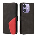 XINNI Étui de protection pour OPPO A40 en PU et TPU - Style vintage, anti-choc, fermeture magnétique, style livre, porte-feuille, noir