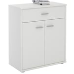 Idimex - Buffet monaco, commode meuble de rangement avec 1 tiroir et 2 portes, en mélaminé blanc mat - Blanc