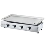 Plancha à gaz - 4 feux - BRASILIA - Tout inox - Surface cuisson - XXL - 84 x 34 cm