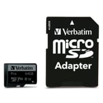 Verbatim Minneskort microSD 64GB Med Adapter Pro U3 - Svart