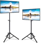 Pyle LED TV Tripod Stand - 2 Pcs Portable TV Stand, Foldable TV Stand Mount, Fits LCD Flat Panel Screen TV Up To 32" w/Adjustable Tilt & Height, 22lbs Weight Capacity, VESA 75, 100 - PTVSTNDPT3215X2