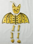 Day Of The Dead, Sugar Skull Bat Wall Hanging Plaque Mobile Bat - Gold