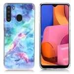 Samsung Marble Galaxy A21 kuoret - Siniset ja Pinkit Pilvet Monivärinen