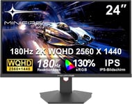 24"" Ecran PC Gaming, 180 Hz, 1ms, QHD 2560 x 1440, 130% sRGB, Adpitive Sync, Inclinaison Réglable, 178° Angle Vue, Prend en Charge HDMI2.0/DP1.2 - MFG24X5Q