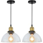 Norcks - 2PCS Suspension Luminaire D'Intérieur Industriel E27 Plafonnier En Verre Noir Lustre Rétro Pour Chambre Cuisine Salon Hôtel