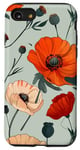 Coque pour iPhone SE (2020) / 7 / 8 Motif coquelicot orange vintage sur fond bleu clair