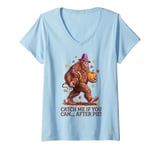 Womens Catch Me If You Can... After Pie Thanksgiving Bigfoot V-Neck T-Shirt