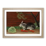 Big Box Art The Rabbit's Meal by Henri Rousseau Framed Wall Art Picture Print Ready to Hang, Oak A2 (62 x 45 cm)