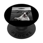 Selfie bouledogue français avec extraterrestre UFO Humour drôle Alien PopSockets PopGrip Adhésif