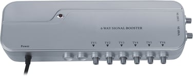 6 Way Output TV Aerial Signal 10dB Booster with 4G Filter and F Type Connections