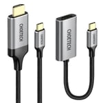 HUB-sovitin, Choetech HUB-H121, USB Type-C - HDMI, 2.0 + HDMI-kaapeli, 2 m, harmaa