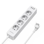 TESSAN Multiprise USB Secteur, Prise Multiple avec 4 Prises et 3 Ports USB, Multiprise avec Interrupteur, Rallonge Multiprise 2M, Bloc Multiprise Electrique Convient pour Bureau