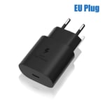 IC 25W laddare för Galaxy S22 S21 Note 20 Super Fast Charging USB P Svart EU-kontakt