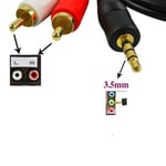 Mini DVD Phone Cable Plug Audio 3.5mm Stereo Jack To 2 RCA Speaker Male Adapter