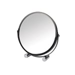 douceur d'intérieur, Miroir à Poser Double Face (Diamètre 17 cm) Vitamine Noir, Métal