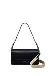 Radley Leather Lane Leather Croc Effect Medium Flapover Shoulder Bag, Black