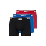 BOSS Men's Power 3-Pack Bold Logo Boxer Briefs, New Red/Blue/Black, M (Pack of 3)