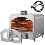 VEVOR Four à Pizza d’Extérieur 11 po, Four à Gaz Portable Style Comptoir, en Acier Inoxydable 430, avec Pierre à Pizza en Cordiérite Épaisse et Thermomètre Intégré, pour Camping Jardin Arrière-Cour