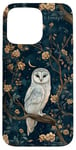 iPhone 15 Pro Max White Owl Moon Flowers Cottagecore Case