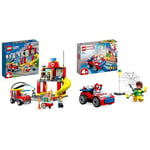 LEGO City Fire Station and Fire Engine Learning Toys for Kids 4 Plus Years Old Boys & Girls & 10789 Marvel Spider-Man's Car and Doc Ock Set, Spidey and His Amazing Friends Buildable Toy