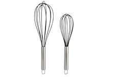 Zenker Set of 2 Silicone Whisks, Round Stainless Steel Handle & Flexible Non-Stick Anti-Scratch Function Head, Manual Egg Whisk, Baking Whisk, Balloon Whisks, Whisking Beating & Stirring