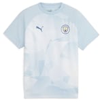 Manchester City Tränings T-Shirt Pre Match - Silver Sky/Blå Barn - PUMA, storlek S/140 cm