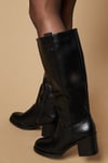 Oasis Womens Kyrene Medium Heel Tab Detail Platform Gaucho Knee Boot - Black - Size UK 7