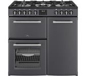 BELLING Farmhouse 90DF Dual Fuel Range Cooker - Anthracite & Chrome, Silver/Grey