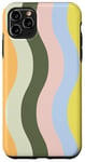 Coque pour iPhone 11 Pro Max Jaune, rose et orange, rayures ondulées pastel, esthétique des années 70