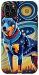 Coque pour iPhone 11 Pro Max Chien de bétail bleu Heeler dans le style de l'art de chien de nuit étoilée
