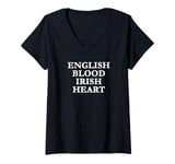 Womens English Blood Irish Heart, Celtic V-Neck T-Shirt