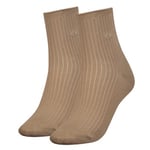 Calvin Klein Strumpor 2P Women Short Roll Top Sock Beige One Size Dam