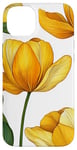 Coque pour iPhone 14 Plus Tulipes jaune vif avec des feuilles vertes audacieuses