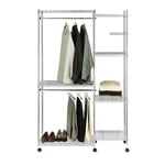 Cosy & Trendy Armoire rangement Vêtements, roulettes+House, Chrome, 120x46x183 Cm