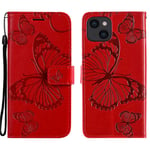 Trolsk Imprint Big Butterfly Wallet (iPhone 14) - Punainen