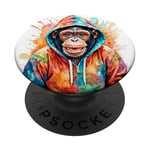 Chimpanzé Hoodie Singe Drôle Animaux Motif Imprimé PopSockets PopGrip Interchangeable