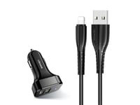 Car Charger 2Xusb C13 2.1A Lightning Black Ntu35lc13tz