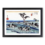 Big Box Art Chiriu Station by Utagawa Hiroshige Framed Wall Art Picture Print Ready to Hang, Black A2 (62 x 45 cm)