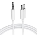 Aux-kabel för iPhone, L-ightning till 3,5 mm ljudkabel för bil, hörlursuttagsadapter till bil/hemstereo/hörlurar/högtalare -vit