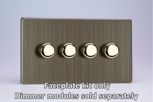 Varilight WDYD4S.AB Matrix Faceplate Kit, urban screwless antique brass, 4-gang