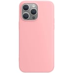 Premium Silicone Semi-rigid Matte Finish Light Pink Case for iPhone 15 Pro