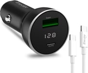 Chargeur De Voiture Usb C, Prise Usb 12v Pour Google Pixel 7pro/6a/4a, Chargeur Usb Allume-Cigare Pour Samsung S23/A23/Z Fold4, Adaptateur De Voiture Led En Métal 2 Ports Avec Câble 2 M Pour Iphone15