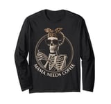 Coffee Skeleton Mom Funny Skull Bones Coffee Lover Design Long Sleeve T-Shirt